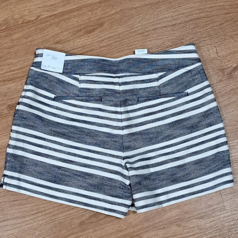 Loft The Riviera Black & White Shorts with Nautical Buttons NWT Size Misses 8